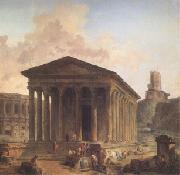 ROBERT, Hubert The Maison Carre at Nimes with the Amphitheater and the Magne Tower (mk05)